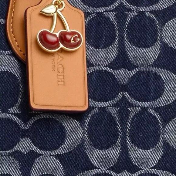 NWT Coach Rowan Large Satchel Bag in Signature Denim Canvas Cherry Charm CY699 - Picture 8 of 14